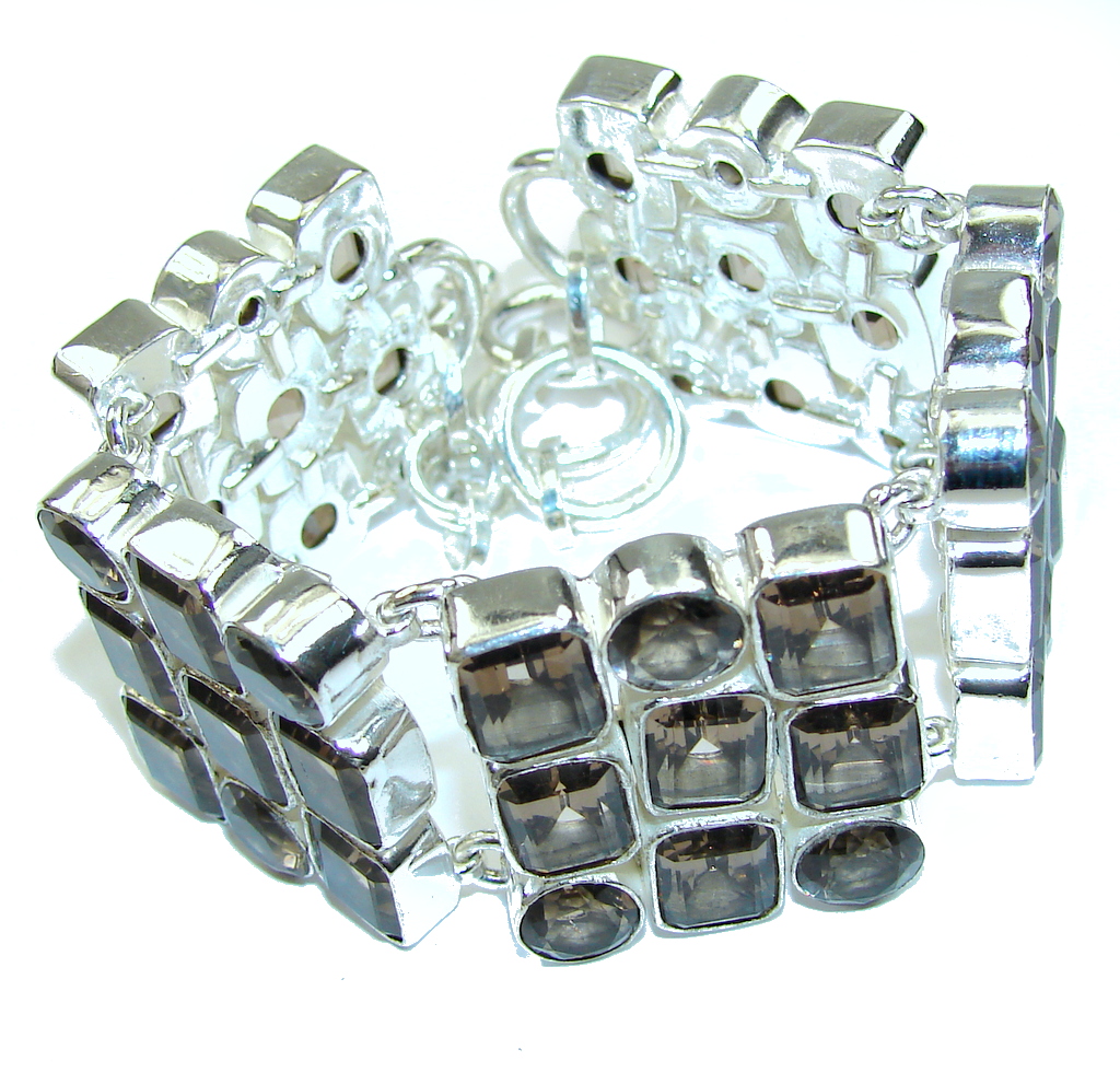 Sands Of Time! Created Brown Smoky Topaz Sterling Silver Bracelet