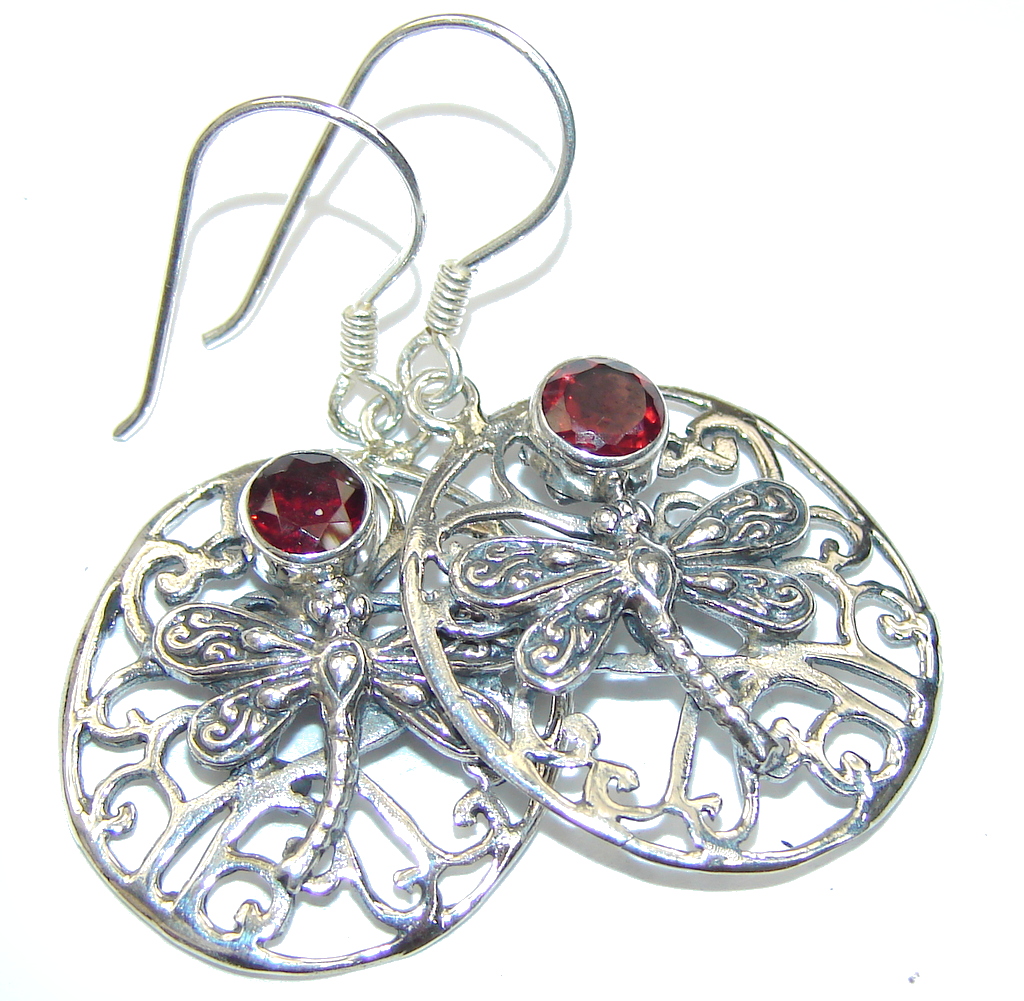 Bali Secret! Red Garnet Sterling Silver earrings