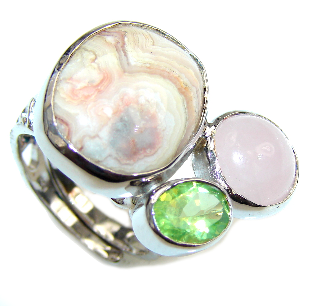 Amaizng Brown Butterfly Jasper Sterling Silver ring s. 7- adjustable