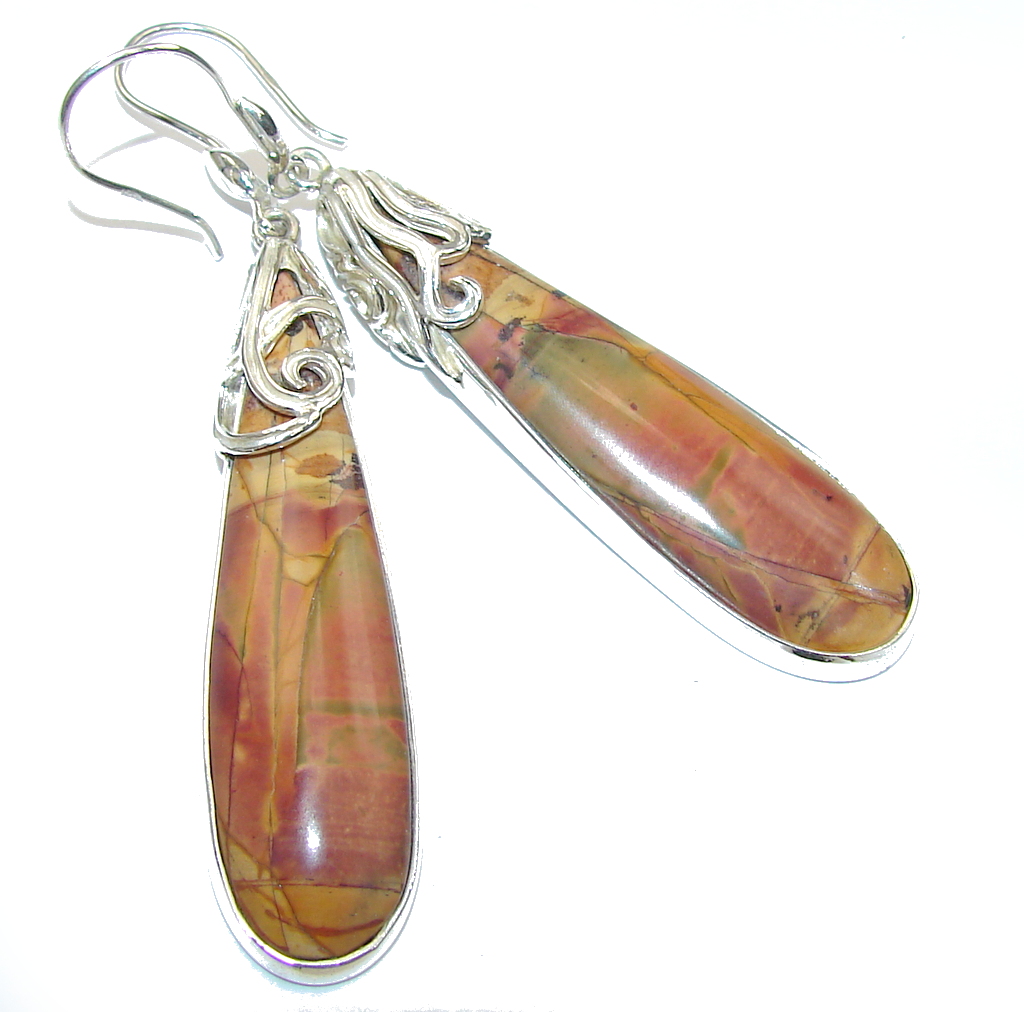 Beautiful! AAA Red Creek Jasper Sterling Silver Earrings