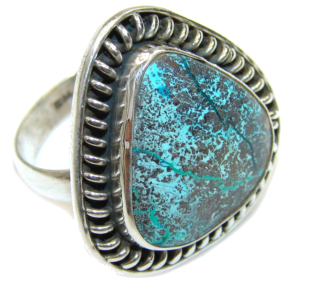 Stone Of Harmony! Chrysocolla Sterling Silver ring s. 10