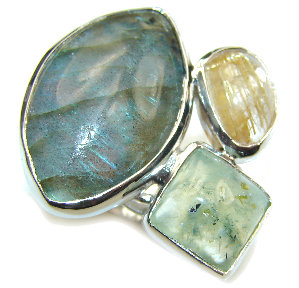 Perfect Vision AAA Labradorite Sterling Silver Ring s. 8 - adjustable