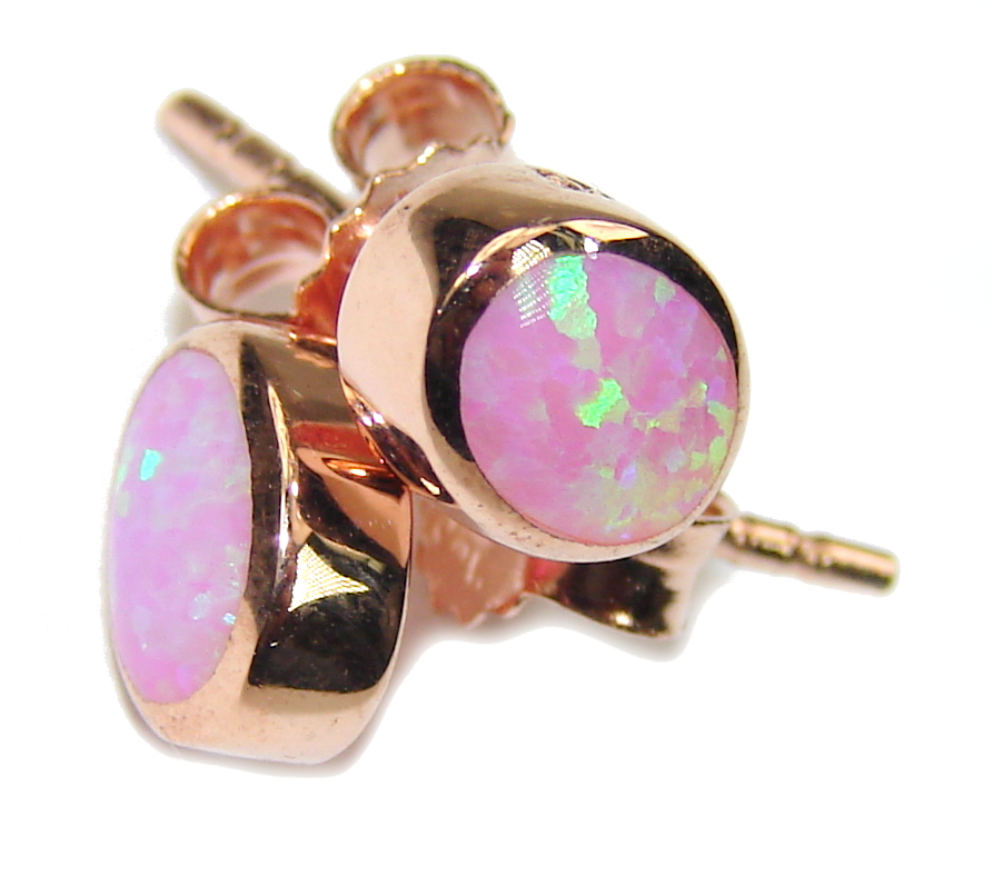 Amazing AAA Pink Japanese Fire Opal Rose Gold Sterling Silver earrings