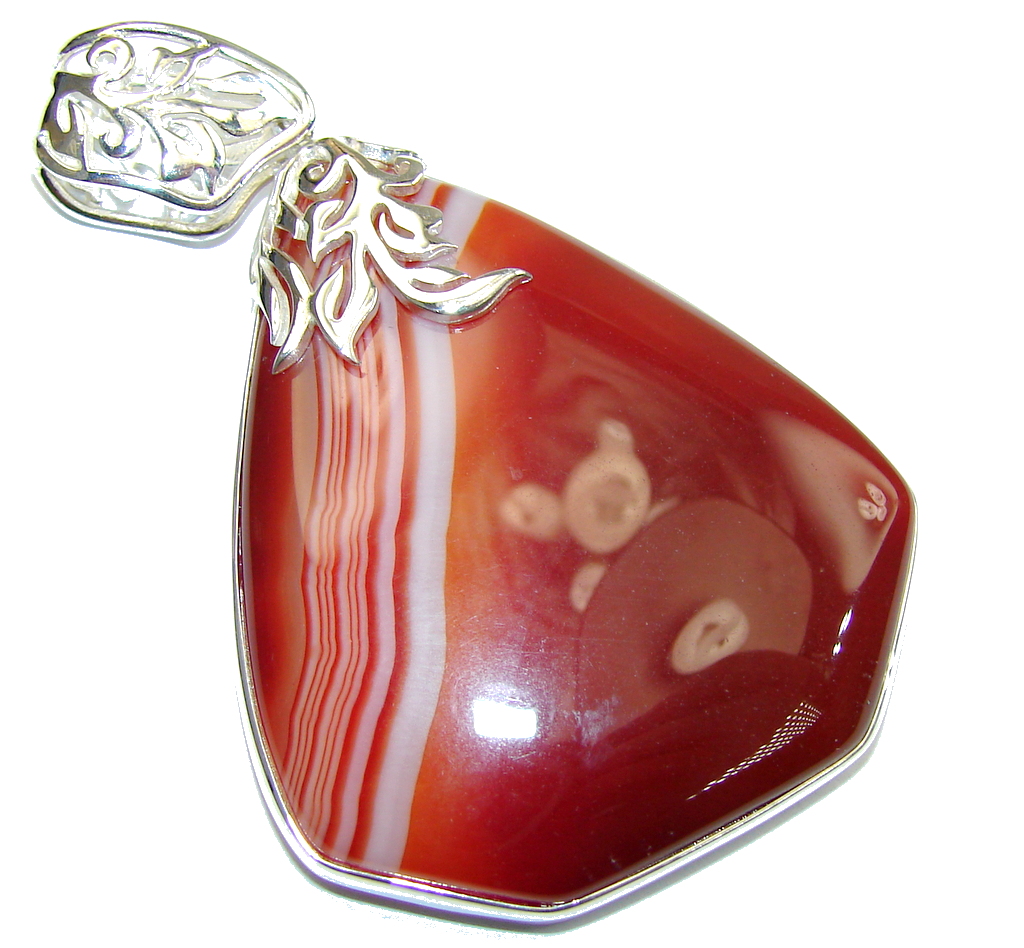 Big! Pale Beauty! Brown Botswana Agate Sterling Silver Pendant