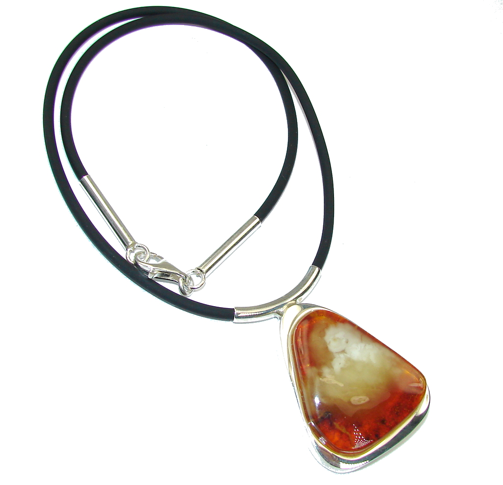 Natural AAA Baltic Polish Amber, Natural Leather necklace
