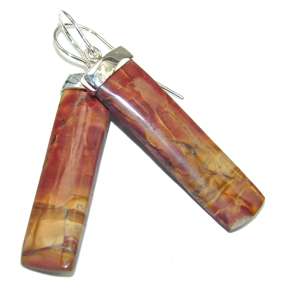 Beautiful AAA Red Creek Jasper Sterling Silver Earrings