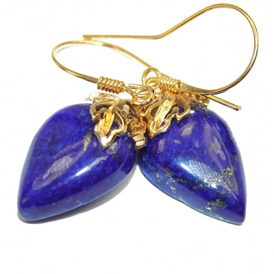 Gorgeous Lapis Lazuli 14K Gold over .925 Sterling Silver handcrafted earrings