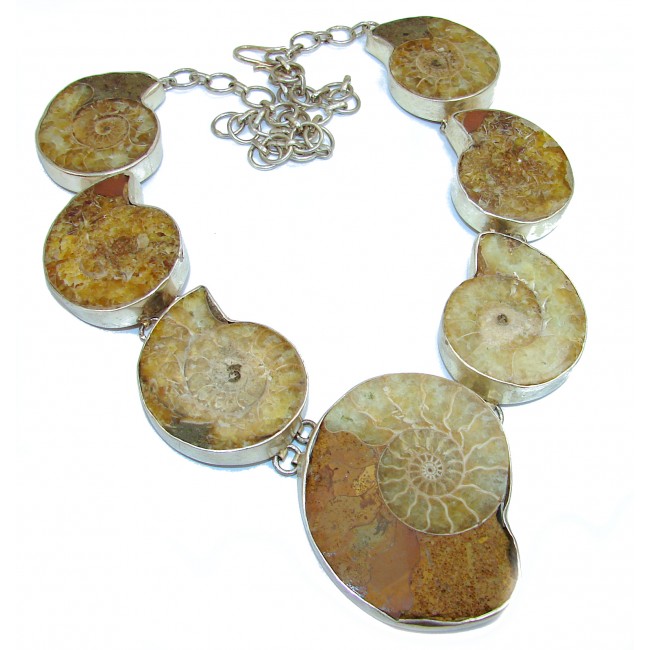 147.55g Aura Of Beauty genuine Ammonite .925 Sterling Silver handcrafted Necklace