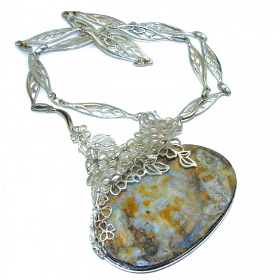 Huge Australian Boulder Opal .925 Sterling Silver brilliantly handcrafted necklace