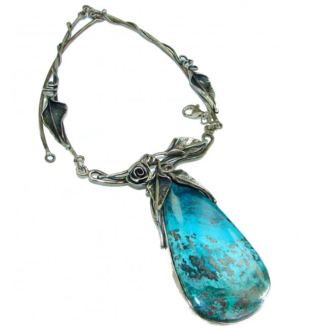 Great quality Chrysocolla .925 Sterling Silver handcrafted HUGE Necklace