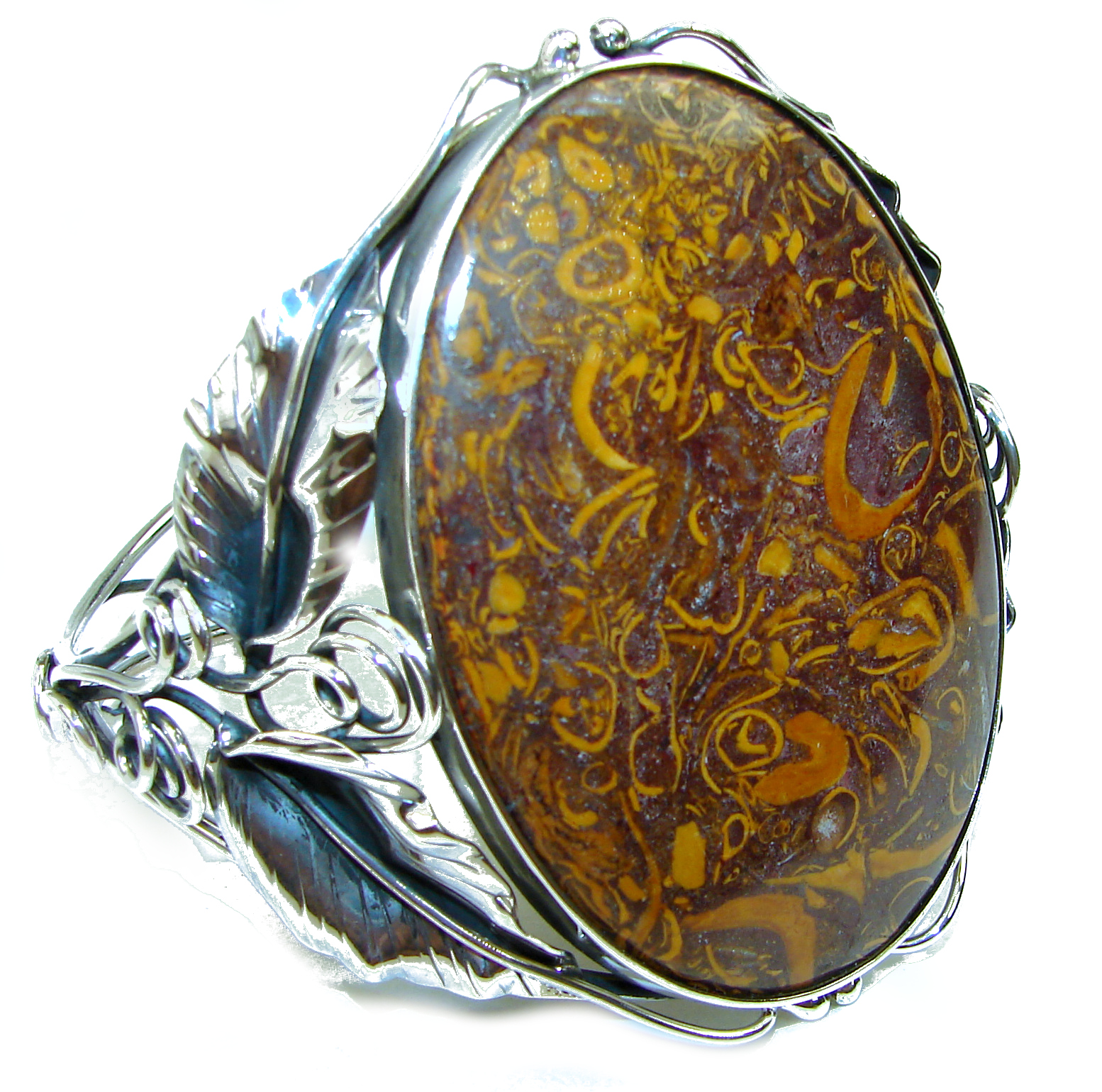 Remembrance Genuine Crinoid Fossil .925 Sterling Silver handcarfted Bracelet