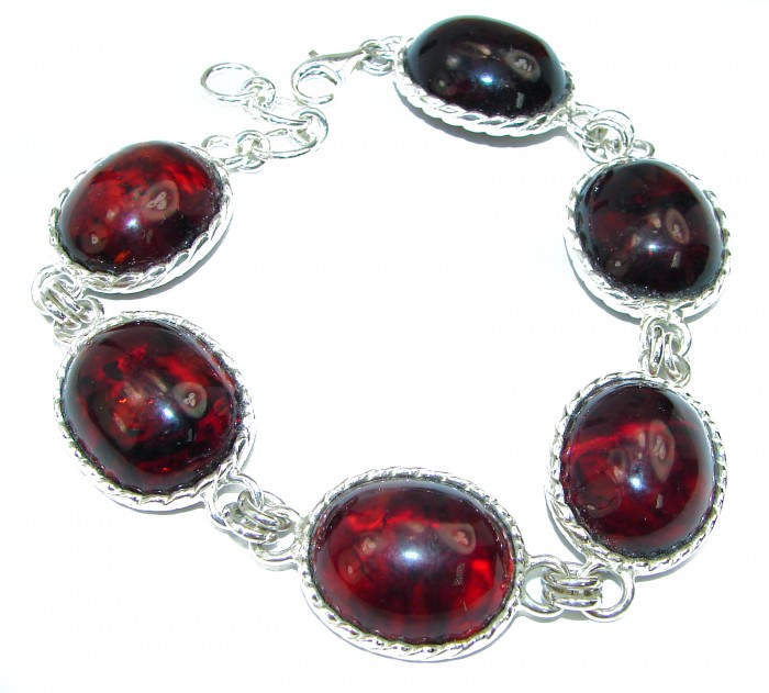 Cognac Color Beautiful Amber .925 Sterling Silver handcrafted Bracelet