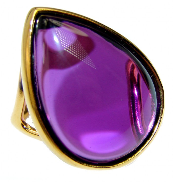 Purple Romance Amethyst 14K Gold over .925 Sterling Silver Handcrafted Ring size 8 1/2