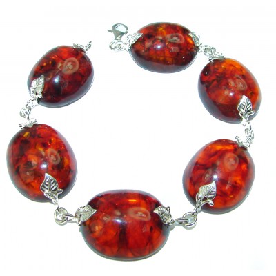 Cognac Color Beautiful Amber .925 Sterling Silver handcrafted Bracelet