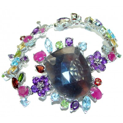 Luxury Authentic Ruby .925 Sterling Silver handmade Bracelet