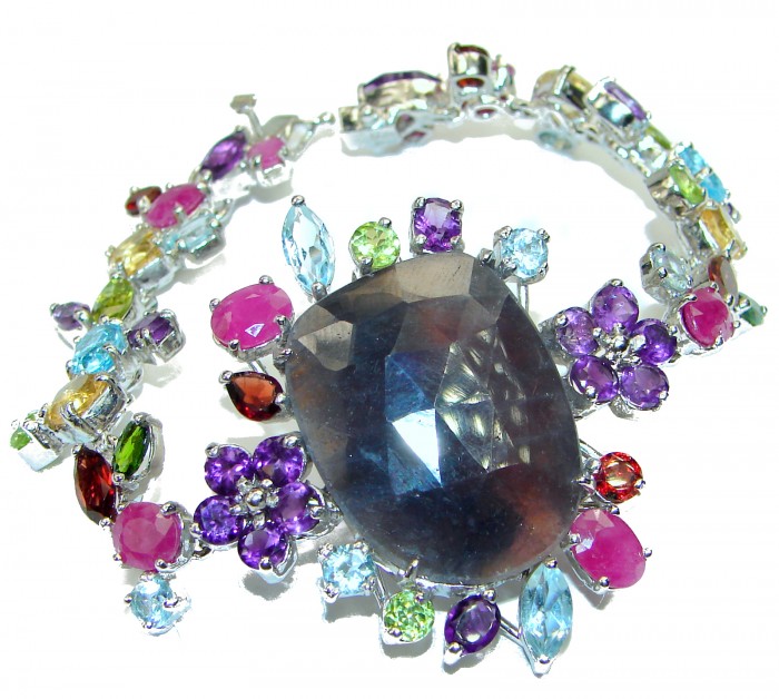 Luxury Authentic Ruby .925 Sterling Silver handmade Bracelet