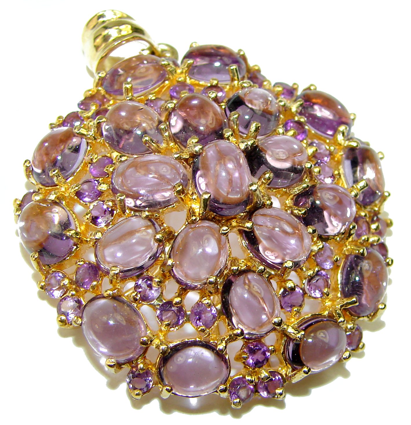 Pink Beauty Amethyst 14K Gold over .925 Sterling Silver handmade Pendant