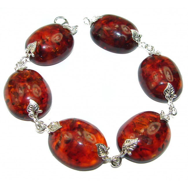 Cognac Color Beautiful Amber .925 Sterling Silver handcrafted Bracelet