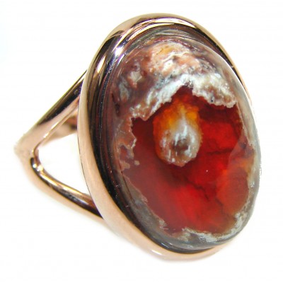 Sonoran Desert Mexican Opal 18K Rose Gold over .925 Sterling Silver handcrafted Ring size 6 3/4