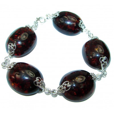 Cognac Color Beautiful Amber .925 Sterling Silver handcrafted Bracelet