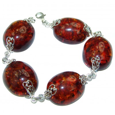 Cognac Color Beautiful Amber .925 Sterling Silver handcrafted Bracelet
