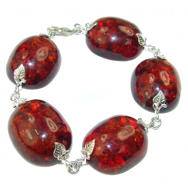Cognac Color Beautiful Amber .925 Sterling Silver handcrafted Bracelet