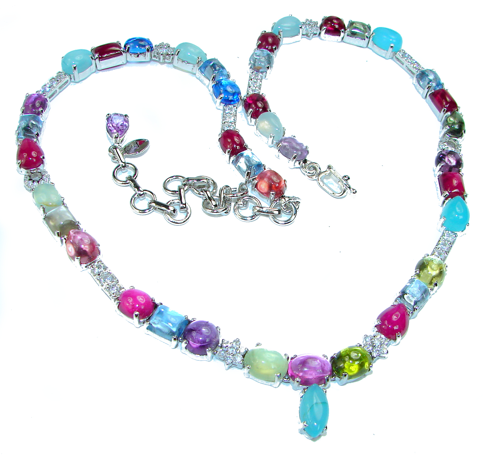Candy Store Mesmerizing Multi gems .925 Sterling Silver handcrafted necklace