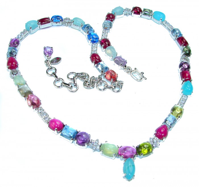 Candy Store Mesmerizing Multi gems .925 Sterling Silver handcrafted necklace