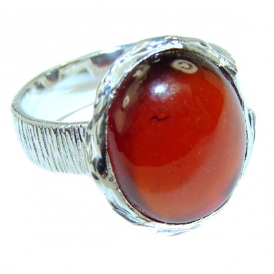 Genuine 14.2ct Hessonite Garnet .925 Sterling Silver handmade Ring size 9 1/4