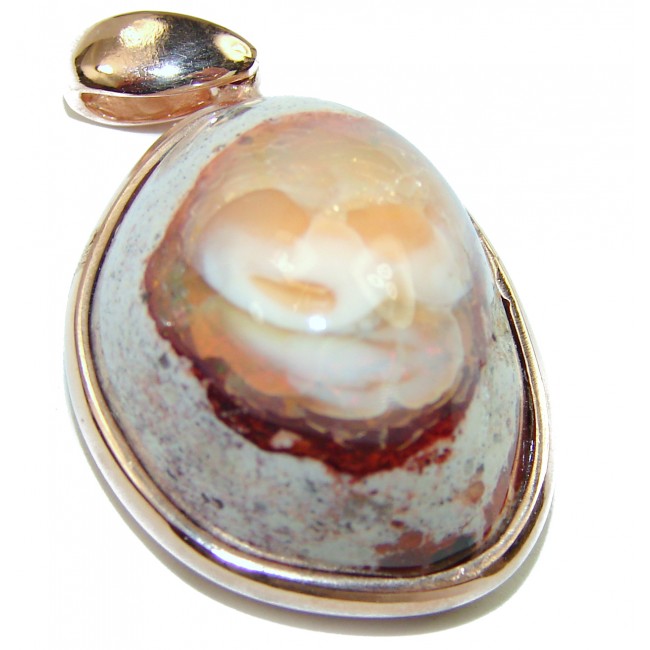 Bonfire Night Natural Mexican Fire Opal 14K Gold over .925 Sterling Silver handmade Pendant