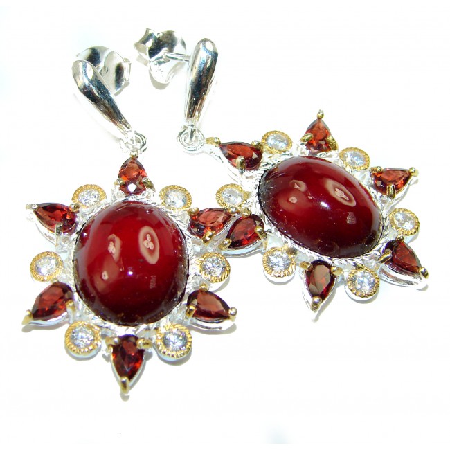 Spectacular Garnet 14K Gold over .925 Sterling Silver handcrafted earrings