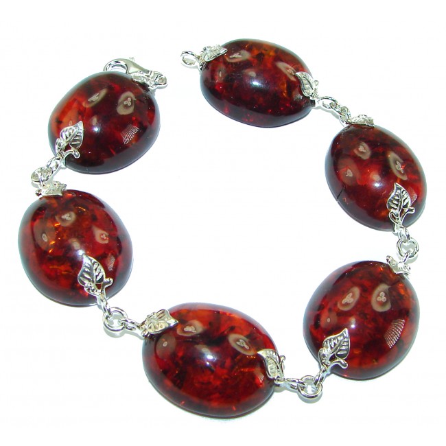 Cognac Color Beautiful Amber .925 Sterling Silver handcrafted Bracelet