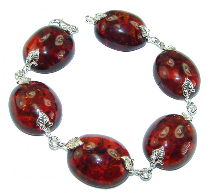 Cognac Color Beautiful Amber .925 Sterling Silver handcrafted Bracelet