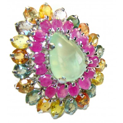 Nature's Harmony Natural Prehnite .925 Sterling Silver handmade ring s. 7 1/4