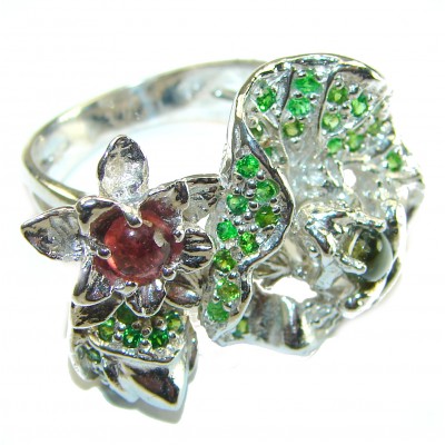 Summer Meadow authentic Garnet .925 Sterling Silver handcrafted Ring size 8 1/4
