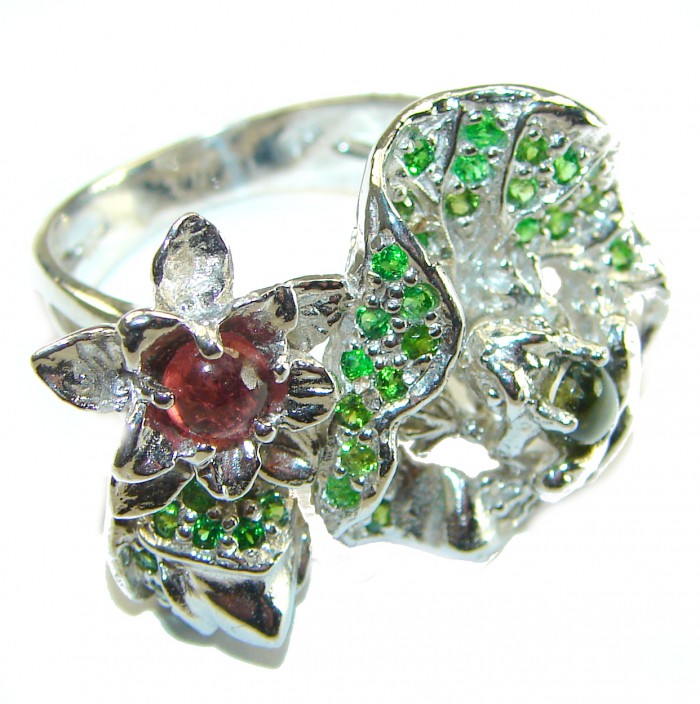 Summer Meadow authentic Garnet .925 Sterling Silver handcrafted Ring size 8 1/4