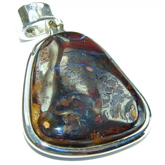 Authentic Australian Boulder Opal .925 Sterling Silver handmade Pendant