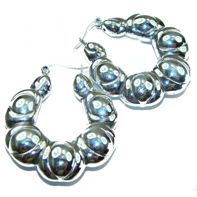 Highly Polished Fancy .925 Sterling Silver Italy made Earrings