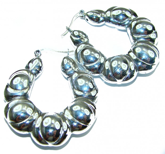 Highly Polished Fancy .925 Sterling Silver Italy made Earrings