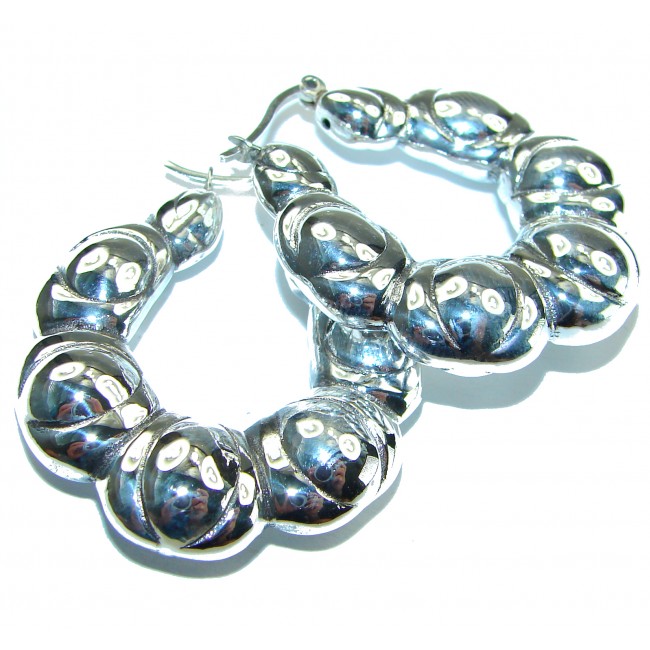 Highly Polished Fancy .925 Sterling Silver Italy made Earrings