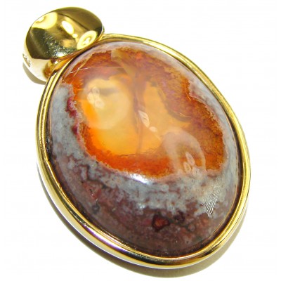Bonfire Night Natural Mexican Fire Opal 14K Gold over .925 Sterling Silver handmade Pendant