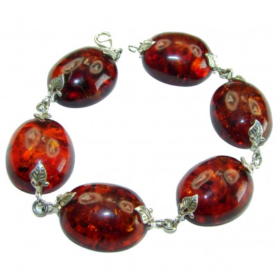 Cognac Color Beautiful Amber .925 Sterling Silver handcrafted Bracelet