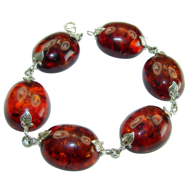 Cognac Color Beautiful Amber .925 Sterling Silver handcrafted Bracelet