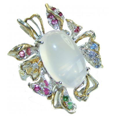 Real Beauty authentic Rose Quartz 14K Gold over .925 Sterling Silver Large handcrafted Ring size 7