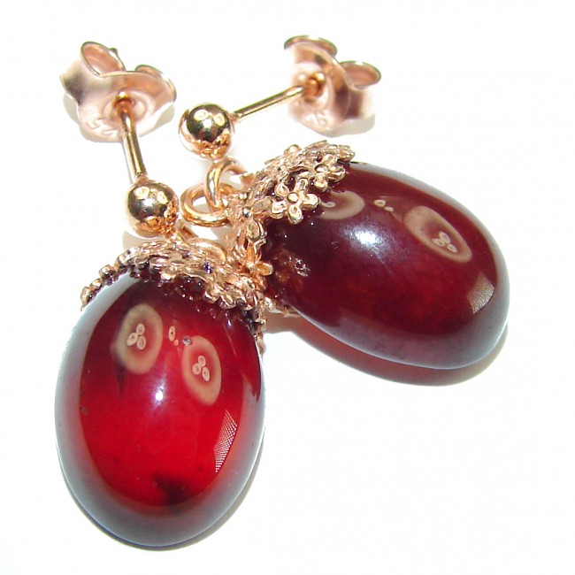Authentic 8.5ct Garnet 14k Rose Gold over .925 Sterling Silver handmade earrings