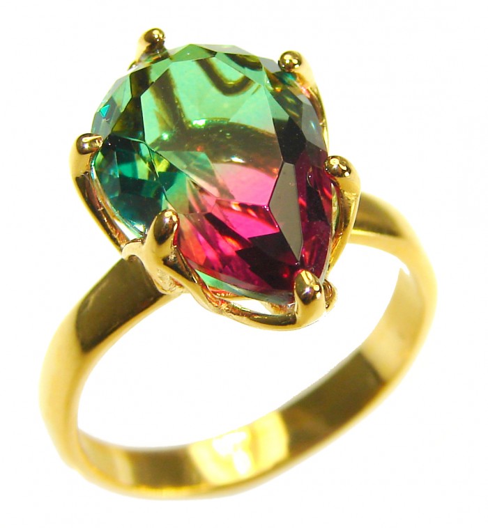 Brazilian Tourmaline 18K Gold over .925 Sterling Silver Perfectly handcrafted Ring s. 6 3/4