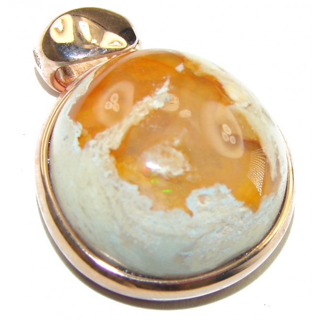 A Golden River Natural Mexican Fire Opal 14K Gold over .925 Sterling Silver handmade Pendant
