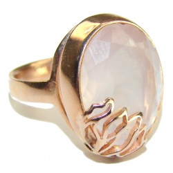 Authentic Brazilian Rose Quartz 14k Gold over .925 Sterling Silver incredible Ring size 8 1/4