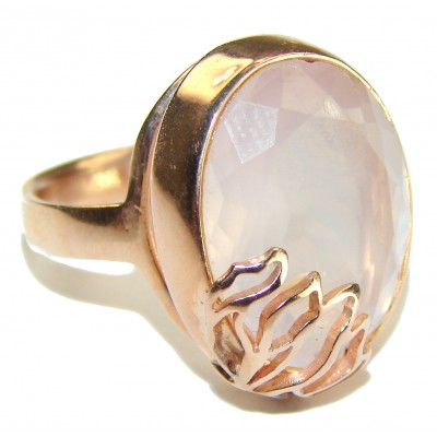 Authentic Brazilian Rose Quartz 14k Gold over .925 Sterling Silver incredible Ring size 8 1/4