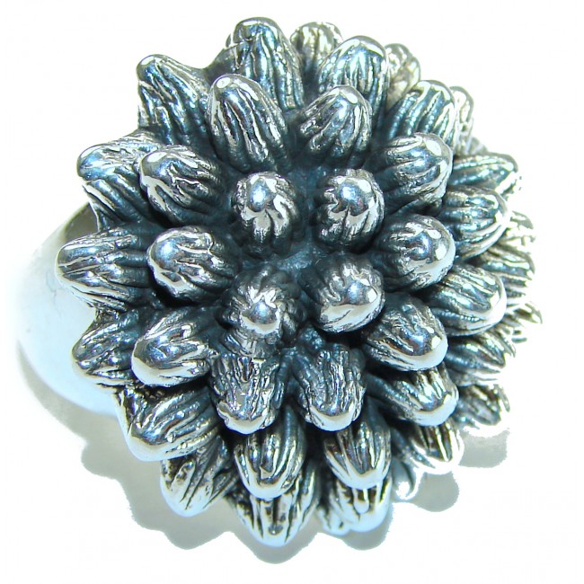 Large Flower Bali made .925 Sterling Silver handcrafted Ring s. 6 1/2